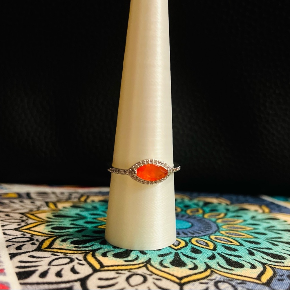 Bomb Party Ring RBP6125 Fancy in Love LC Carnelian on Rhodium Size 10
